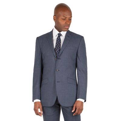 Ben Sherman Slate blue textured 3 button front slim fit kings suit jacket